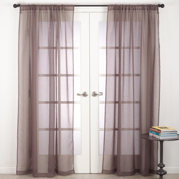 Doba-Bnt SARO  54 x 108 in. Zephyr Rod Pocket Sheer Window Curtain Panel  Chocolate - SA3202958