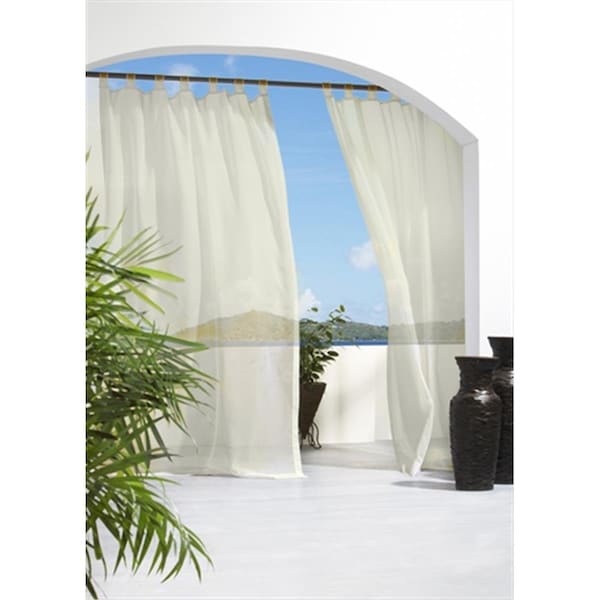 Commonwealth Home Fashions Escape Voile Sheer Cloth Tie Tab Panel 84 in., Natural - 70427-130-103-84