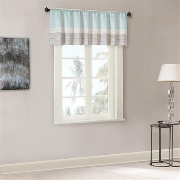 Madison Park 50 x 18 in. Amherst Polyoni Pintuck Window Valance - Aqua - MP41-4378