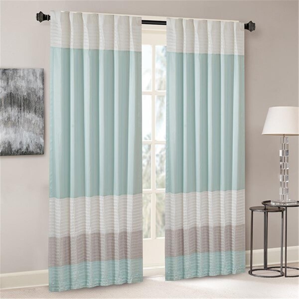 Madison Park 84 in. Panel Amherst Polyoni Pintuck Window Curtain - Aqua - MP40-4374