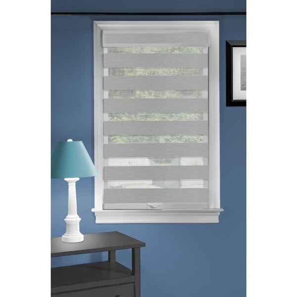 Eyecatcher 34 x 72 in. Cordless Celestial Sheer Double Layered Shade, Grey - EY2511704