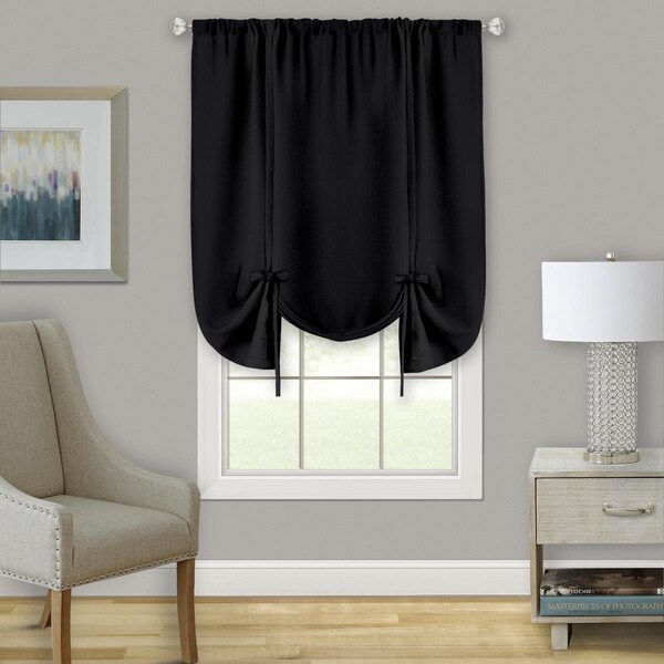 Eyecatcher 58 x 63 in. Darcy Window Curtain Tie Up Shade - Black - EY2512003
