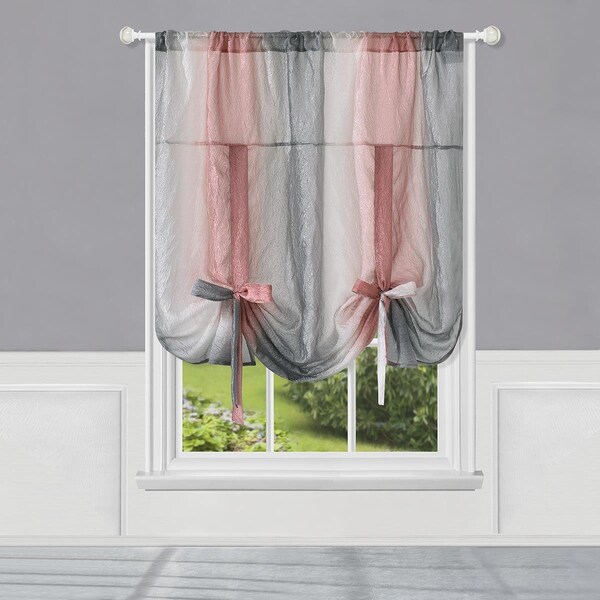 Eyecatcher Ombre Window Curtain Tie Up Shade - 50 x 63 in. - Blush - EY2512017