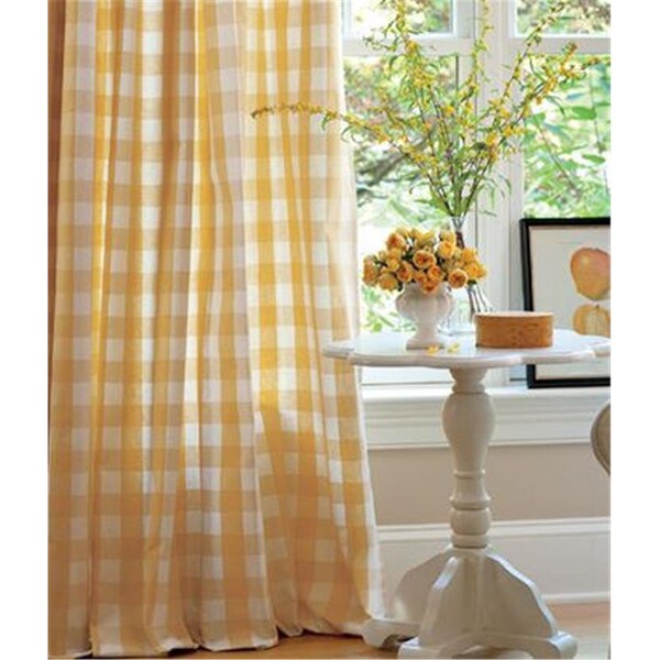 Eyecatcher 42 x 63 in. Buffalo Check Window Curtain Tie Up Shade, Yellow - EY2511755