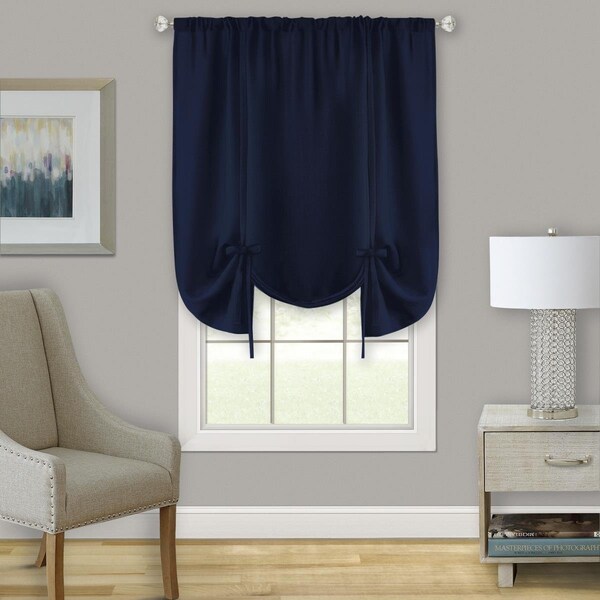 Eyecatcher 58 x 63 in. Darcy Window Curtain Tie Up Shade - Navy - EY2511909