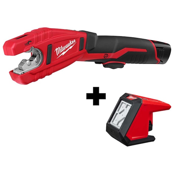 Milwaukee Tool M12™ Crdlss Lith-Ion Cppr Tube Cut Kit w M12™ ROVER™ Mntng Flood Light - 2471-21, 2364-20