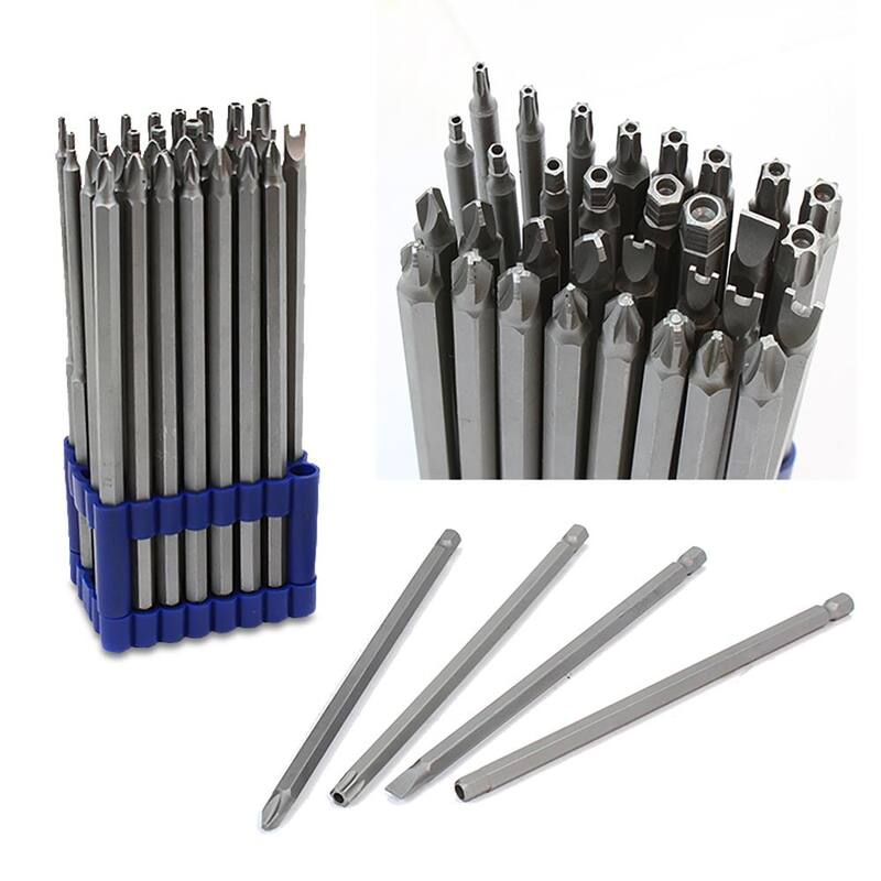 Juego de 32 piezas de puntas de seguridad de destornillador de multiple bits extra largo de acero Torx de XtremepowerUS de 6 pulgadas - 32351-XPH