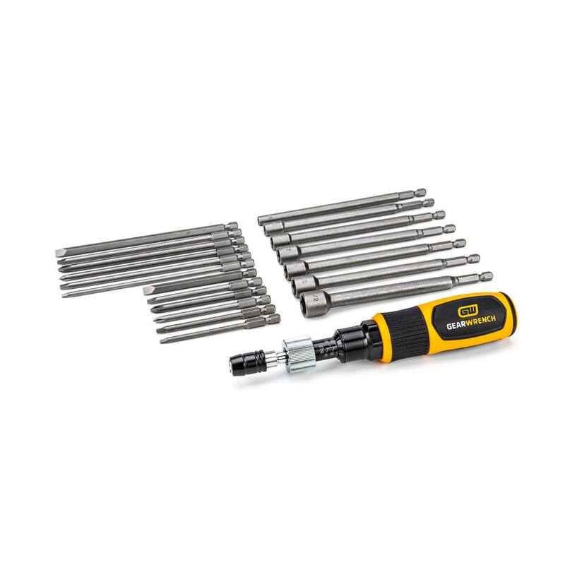 Juego de desarmador de torque GEARWRENCH de 1/4 de pulgada, 10-50 pulgadas/libra con estuche (20 piezas) - 89620