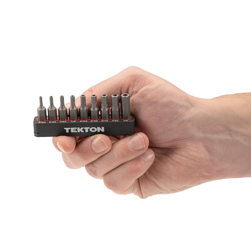 Juego de 9 puntas de seguridad hexagonales de 1/4 pulgadas TEKTON con riel (5/64-1/4 pulgadas) - DZX93003