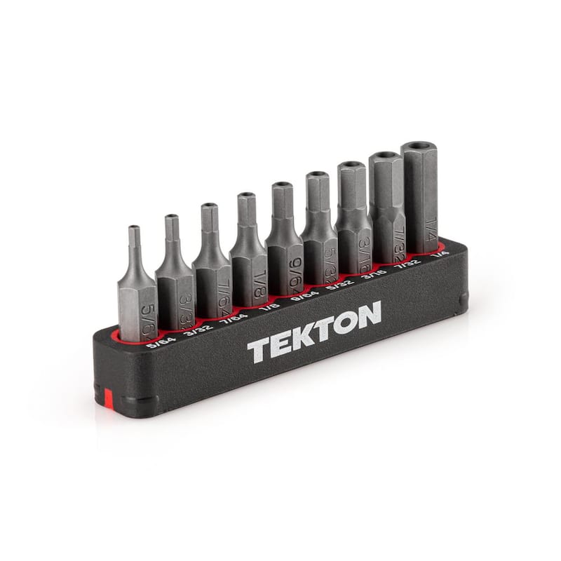 Juego de 9 puntas de seguridad hexagonales de 1/4 pulgadas TEKTON con riel (5/64-1/4 pulgadas) - DZX93003
