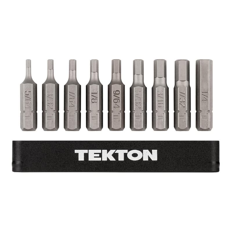 Juego de 9 puntas de seguridad hexagonales de 1/4 pulgadas TEKTON con riel (5/64-1/4 pulgadas) - DZX93003