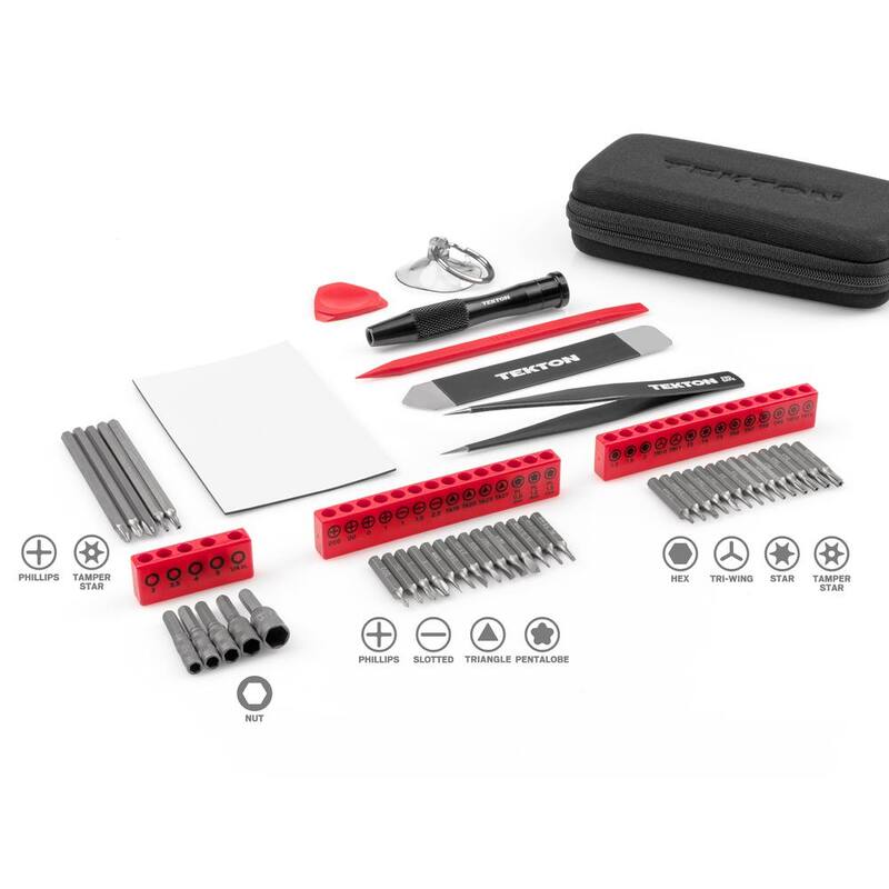 Juego de rescate tecnológico Everybit TEKTON de 1/4 pulg. y set de bits/desarmadores con estuches (83 piezas) - DRV99003