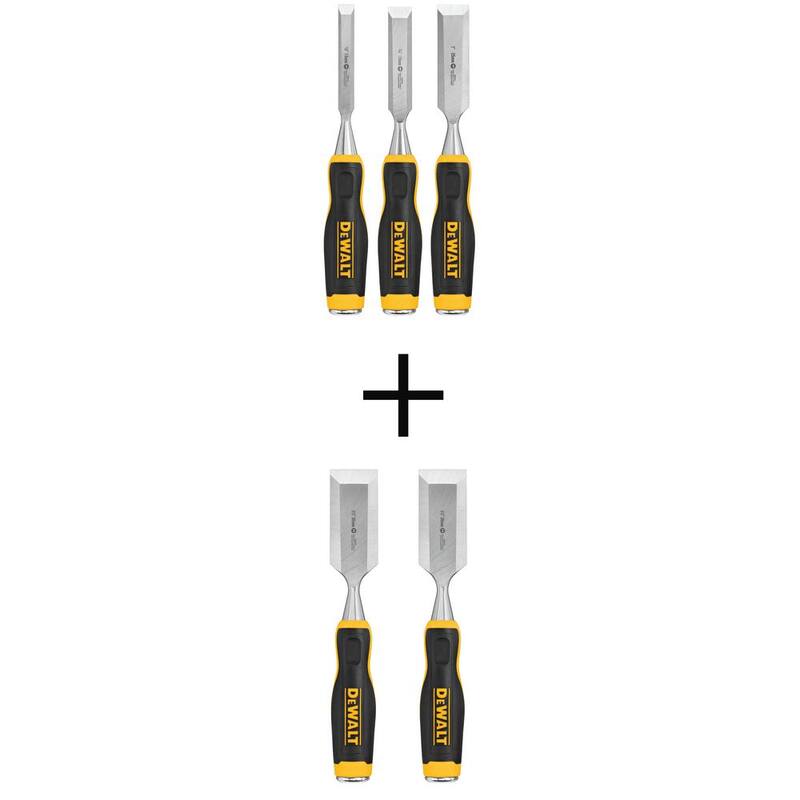 Set de cinceles para madera DEWALT (3 piezas) y (2) cinceles de madera de 1-1/2 pulgadas - DWHT16862W16852