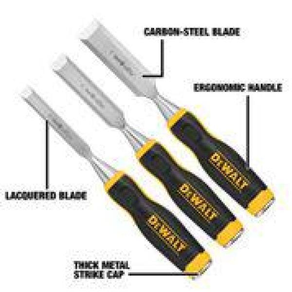 Set de cinceles para madera DEWALT (3 piezas) y (2) cinceles de madera de 1-1/2 pulgadas - DWHT16862W16852