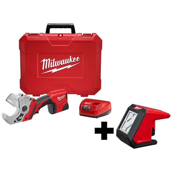 Milwaukee Tool M12™ Plastic Pipe Shear Kit with M12™ ROVER™ Mounting Flood Light - 2470-21, 2364-20