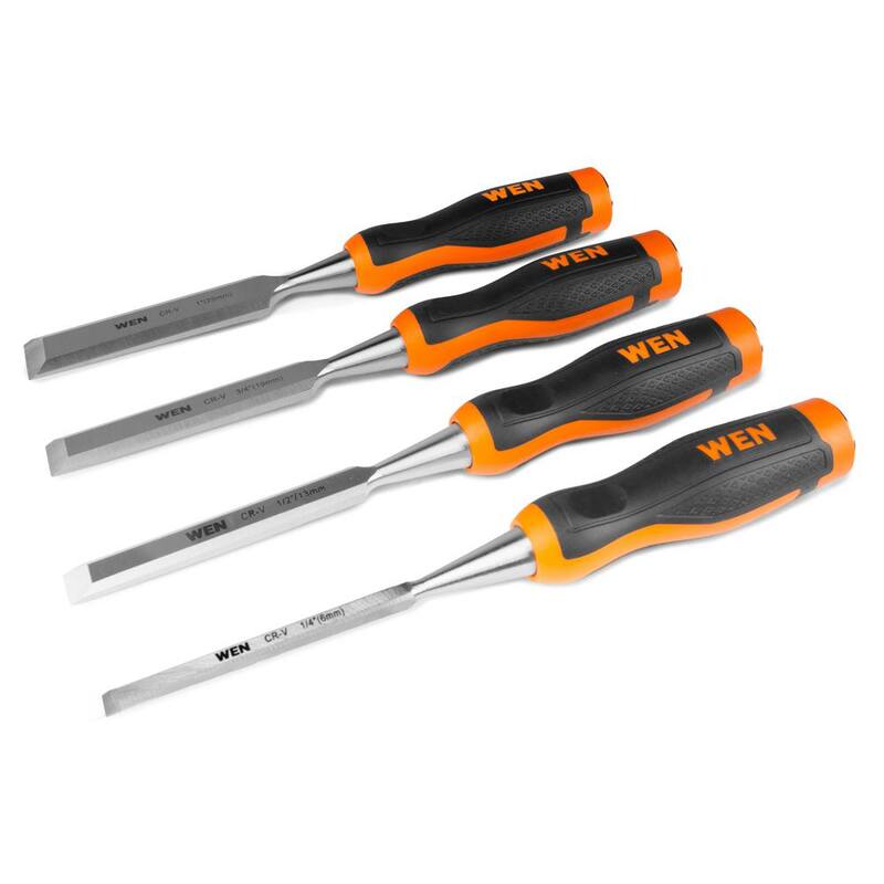 Juego de cinceles de hoja corta WEN con hojas de acero al carbono tratado térmicamente, (4 piezas) - CH4010