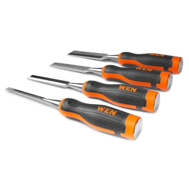 Juego de cinceles de hoja corta WEN con hojas de acero al carbono tratado térmicamente, (4 piezas) - CH4010