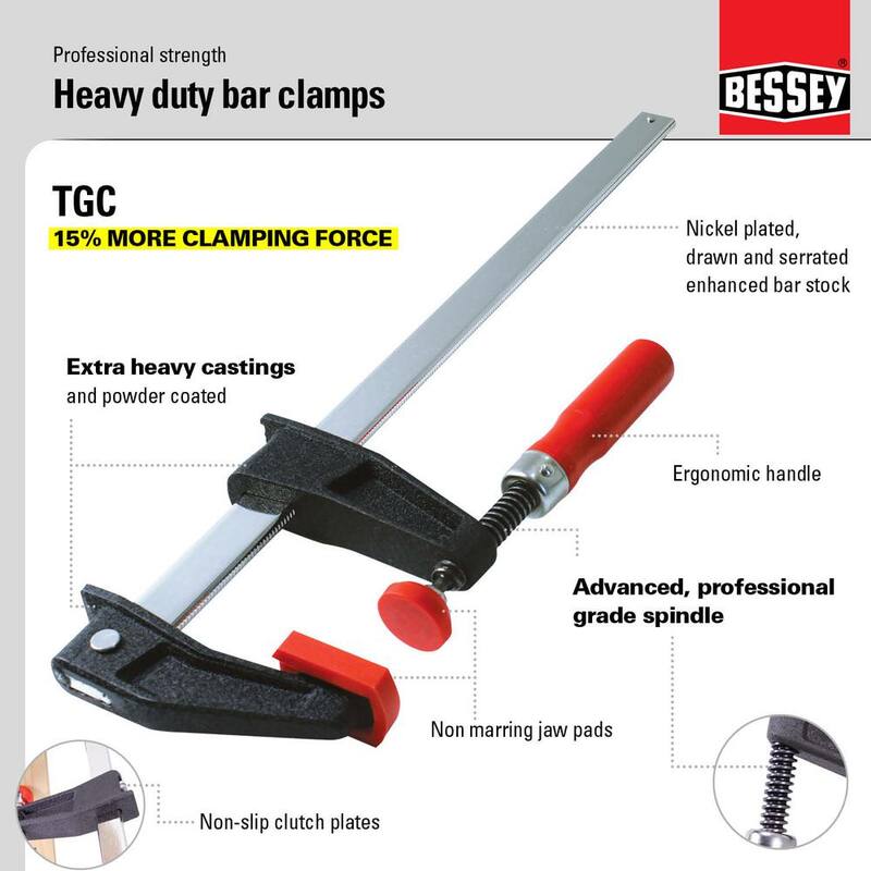 Abrazadera de embrague BESSEY 36 pulgadas x 2-1/2 pulgadas con mango de madera - TGC2.536