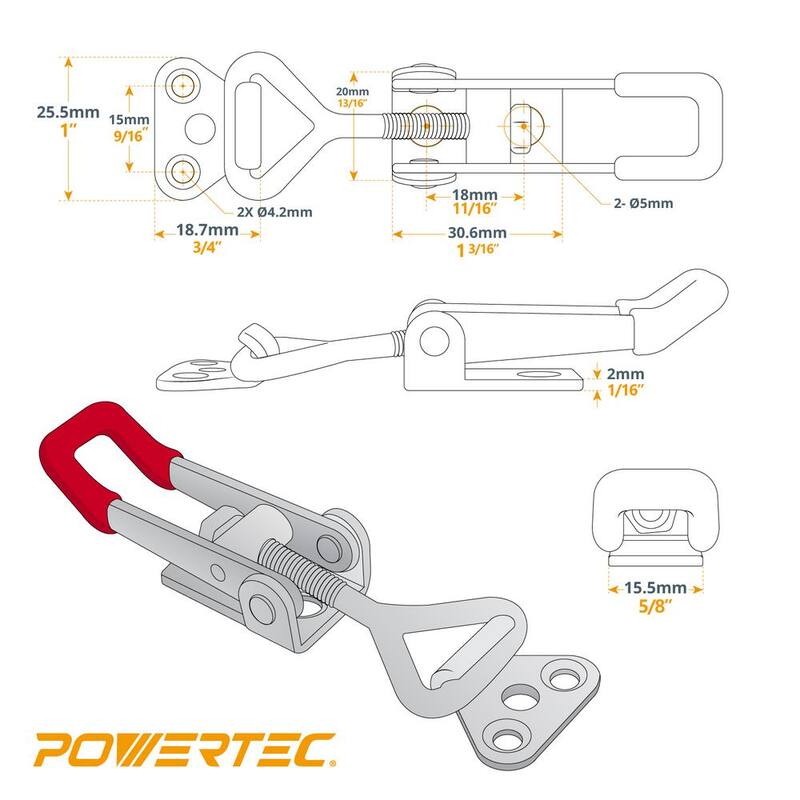 Profundidad de garganta de 1 pulgada POWERTEC, 220 lbs. Abrazadera de palanca de acción de tracción (paquete de 16) - 20332-P2N