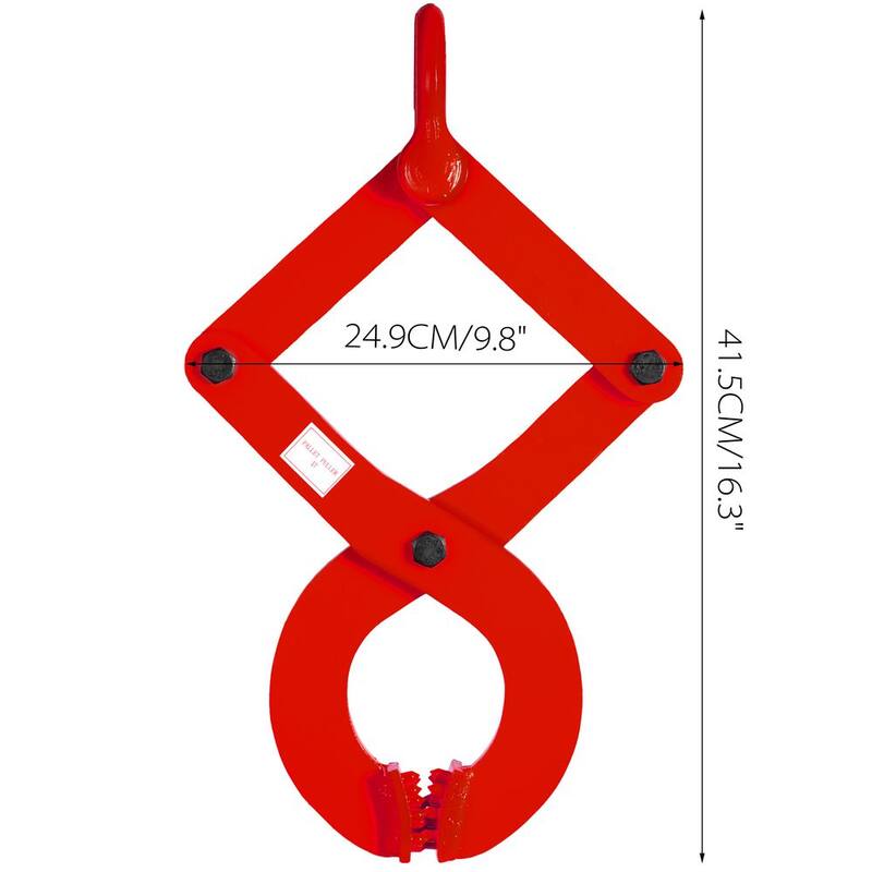 1T Pallet Puller de VEVOR con capacidad de carga de 2205 lbs. Abrazadera de acero de tijera simple con apertura de mandíbula de 4.3 in. Herramienta de elevación y tracción con gancho, rojo - DG1TREDTPJ0000001V0