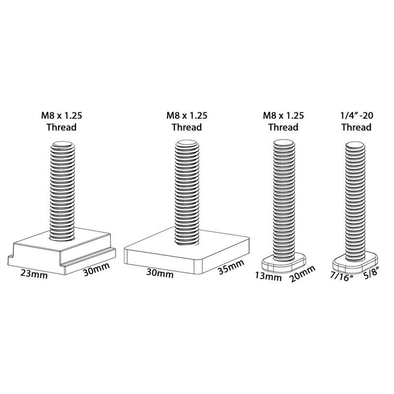 Milescraft Track Master 3 pulg. Sargento de banco con tornillos en T universales de 1/2 pulg.-20, 13 mm x 20 mm, 23 mm x 30 mm, 30 mm x 35 mm con base en T-Track - 40230003