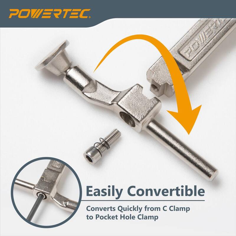 Abrazadera en ángulo recto para agujero de bolsillo de 12 pulgadas POWERTEC, 4-3/4 pulgadas de sujeción máxima para ensamblaje de juntas de agujero de bolsillo, carpintería, soldadura (Paquete de 2) - 71745N