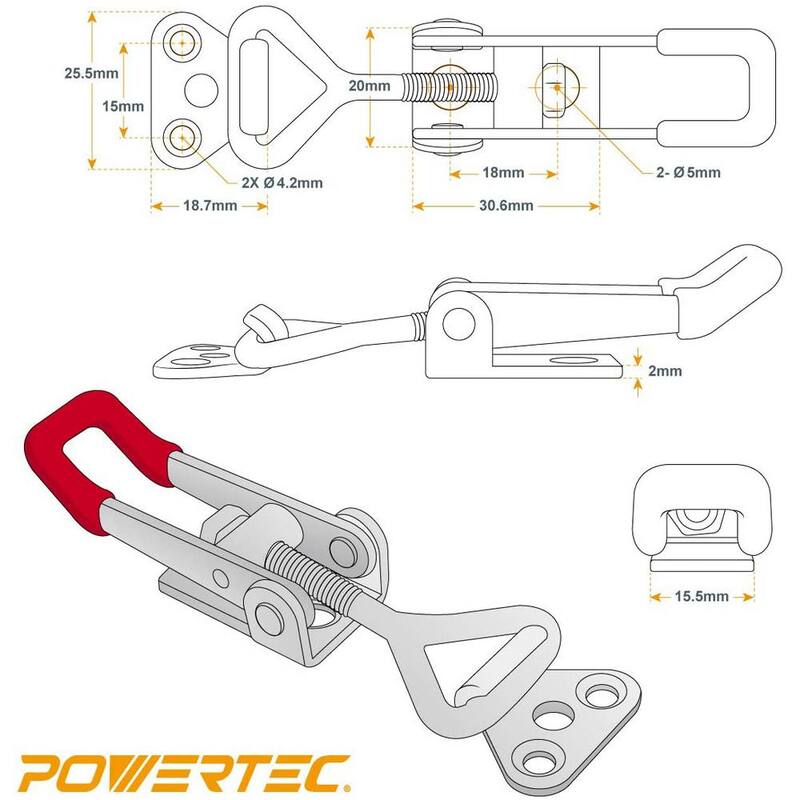 Capacidad de retención de 220 libras Abrazadera de palanca de acción de extracción POWETEC 4001 con mango de vinilo rojo (paquete de 32) - 20332-P4