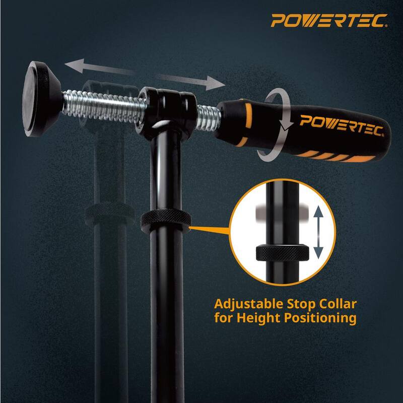 Sujección de tornillo de 90 grados POWERTEC, se ajusta a agujeros de perro de banco de 3/4 de pulgada, Serie de sujeciones de carpintería ajustables (paquete de 1) - 71771N