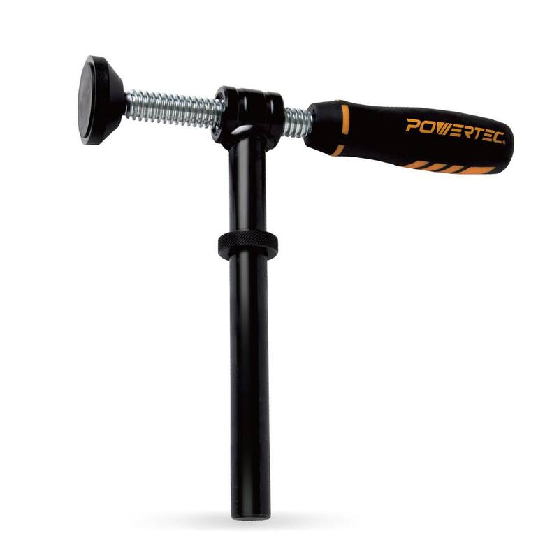 Sujección de tornillo de 90 grados POWERTEC, se ajusta a agujeros de perro de banco de 3/4 de pulgada, Serie de sujeciones de carpintería ajustables (paquete de 1) - 71771N