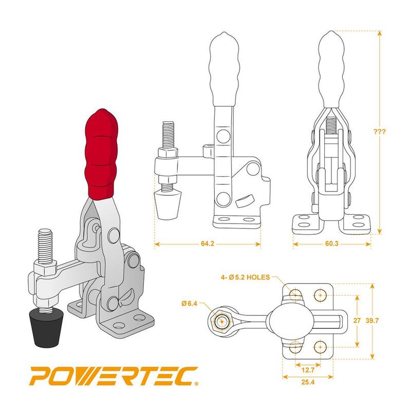 Abrazadera de palanca vertical de liberación rápida de 200 libras POWERTEC, 12050 (juego de 6) - 20303-P6