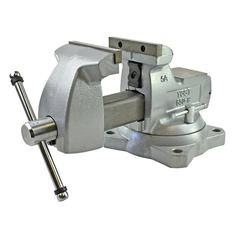 Yost 5 in. Tornillo de banco mecánico combinado para tuberías y bancos con base giratoria - 650-C