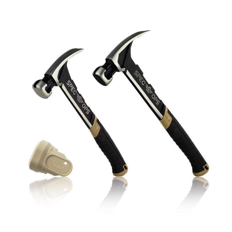 Set de martillos SPEC OPS, 20 oz. para clavar y 22 oz. para enmarcar con juego de herramientas de mano, cabeza de mazo de garra Rip Claw suave, 25% más ligera - SPECM20SFM22CFS