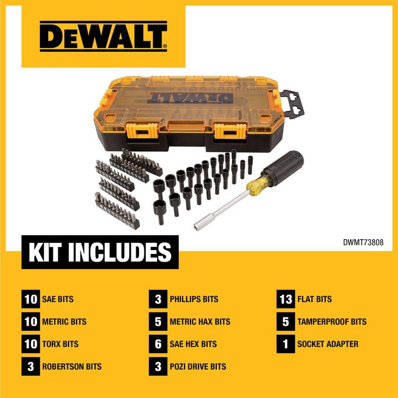 Set de puntas múltiples y destornillador de tuercas de 1/4 de pulgada (70 piezas) - DWMT73808