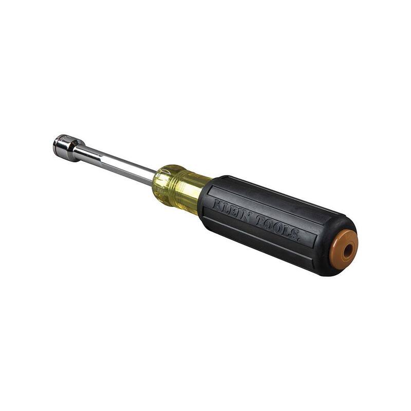 Herramienta 7/16 in. para tuercas con punta magnética de servicio pesado de Klein Tools con eje de 4 pulgadas - Mango con agarre acolchado - 635-7/16
