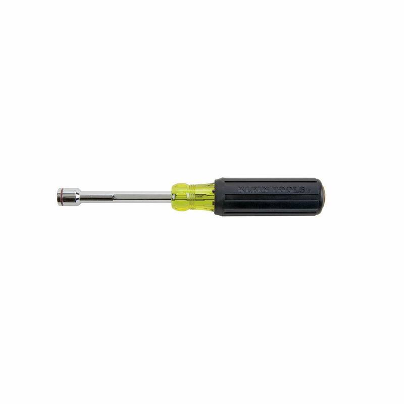 Herramienta 7/16 in. para tuercas con punta magnética de servicio pesado de Klein Tools con eje de 4 pulgadas - Mango con agarre acolchado - 635-7/16