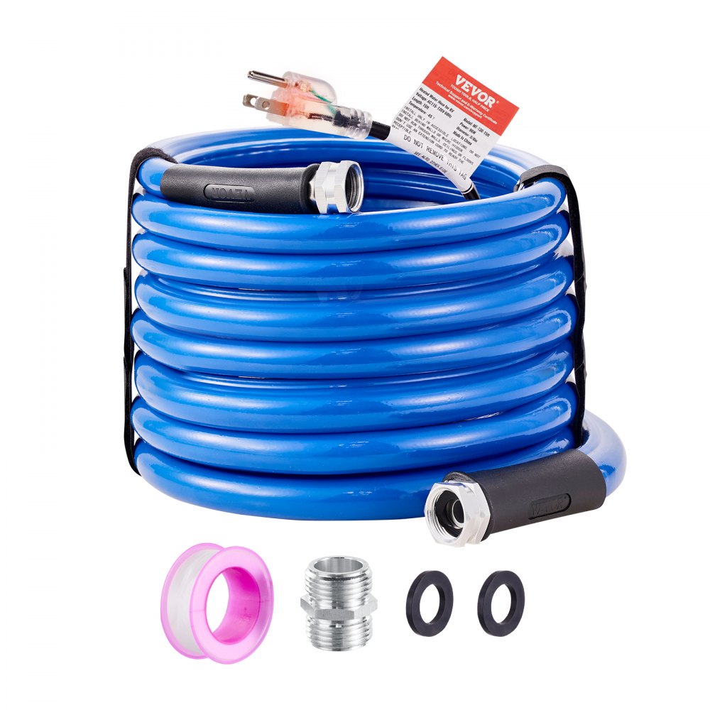 VEVOR 25ft Heated Water Hose for RV, Heated Drinking Water Hose Antifreeze to -45°F, Automatic Self-regulating, 5/8" I.D. with 3/4" GHT Adapter, Lead and BPA Free - GHKJRSG25YC0ZDT42V1
