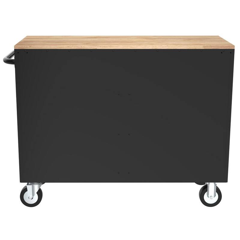 Almacenamiento de herramientas Husky 46 pulgadas de ancho x 18 pulgadas de profundidad Gabinete de banco de trabajo móvil en negro brillante - H46X18MWC9BLK