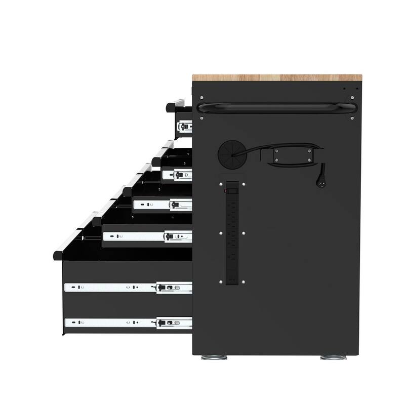 Almacenamiento de herramientas Husky 46 pulgadas de ancho x 18 pulgadas de profundidad Gabinete de banco de trabajo móvil en negro brillante - H46X18MWC9BLK