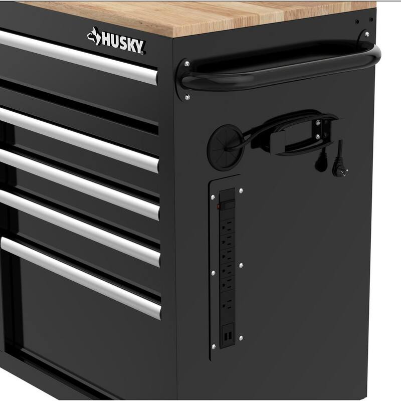 Almacenamiento de herramientas Husky 46 pulgadas de ancho x 18 pulgadas de profundidad Gabinete de banco de trabajo móvil en negro brillante - H46X18MWC9BLK