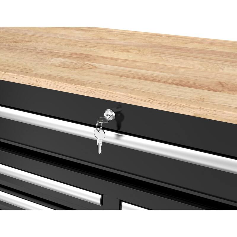 Almacenamiento de herramientas Husky 46 pulgadas de ancho x 18 pulgadas de profundidad Gabinete de banco de trabajo móvil en negro brillante - H46X18MWC9BLK