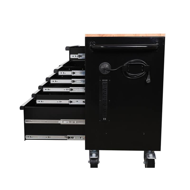 Gabinete de trabajo móvil negro estándar con almacenamiento modular para herramientas Husky de 52 pulgadas de ancho por 20 pulgadas de profundidad - H52MWC10MOD