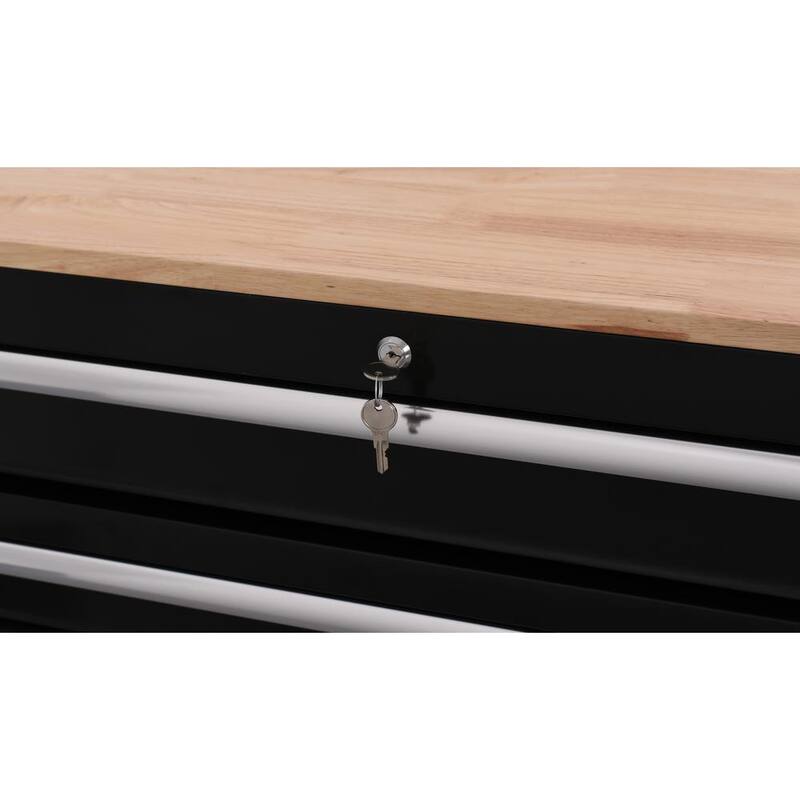 Gabinete de trabajo móvil negro estándar con almacenamiento modular para herramientas Husky de 52 pulgadas de ancho por 20 pulgadas de profundidad - H52MWC10MOD