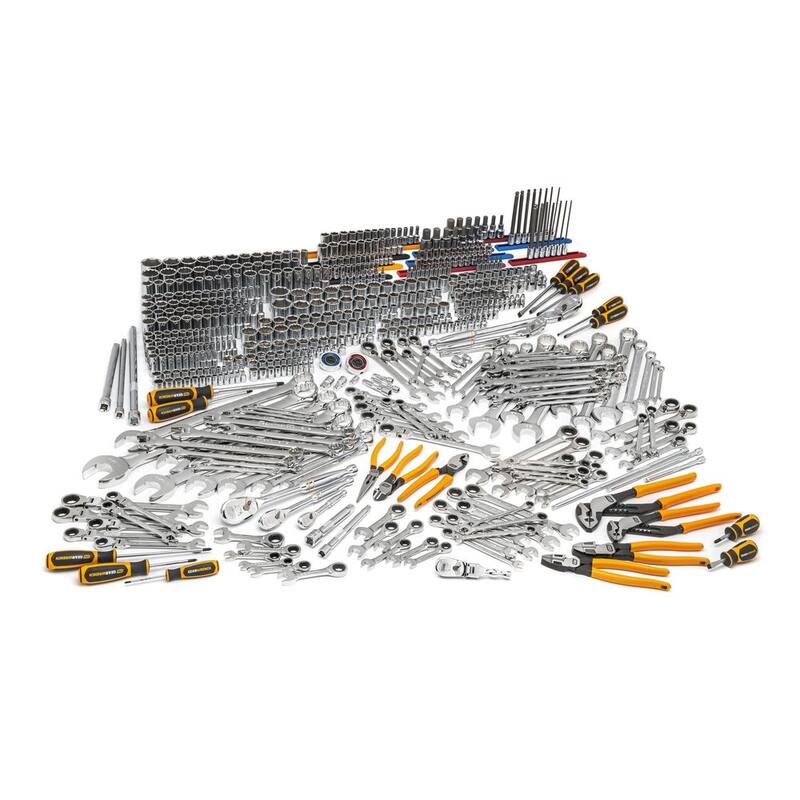 Banco de trabajo móvil GEARWRENCH MEGAMOD de 41 pulgadas de ancho x 25 pulgadas de profundidad con gabinetes de 11 cajones y juego de herramientas para mecánicos en bandejas de espuma - MEGAMODMRO