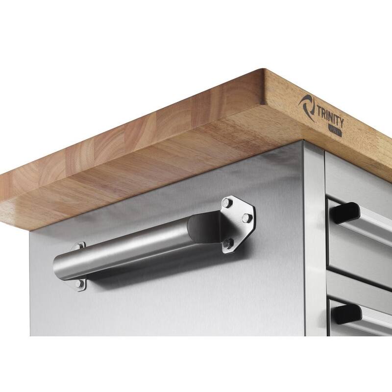 TRINITY PRO 72 pulgadas de ancho x 19 pulgadas de profundidad 9 cajones banco de trabajo de acero inoxidable con parte superior ajustable - TLSF-7211