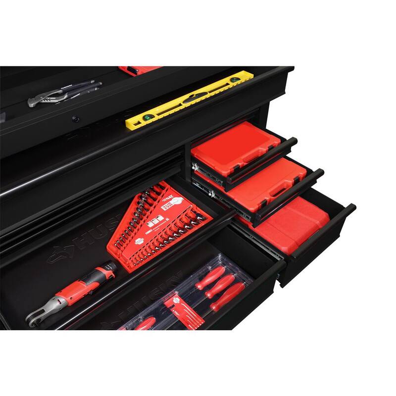 Banco de trabajo móvil con gavetas pesado de 72 pulgadas de ancho por 24 pulgadas de profundidad y parte superior de madera dura ajustable en altura en negro mate - HOLC7218BB1MYS