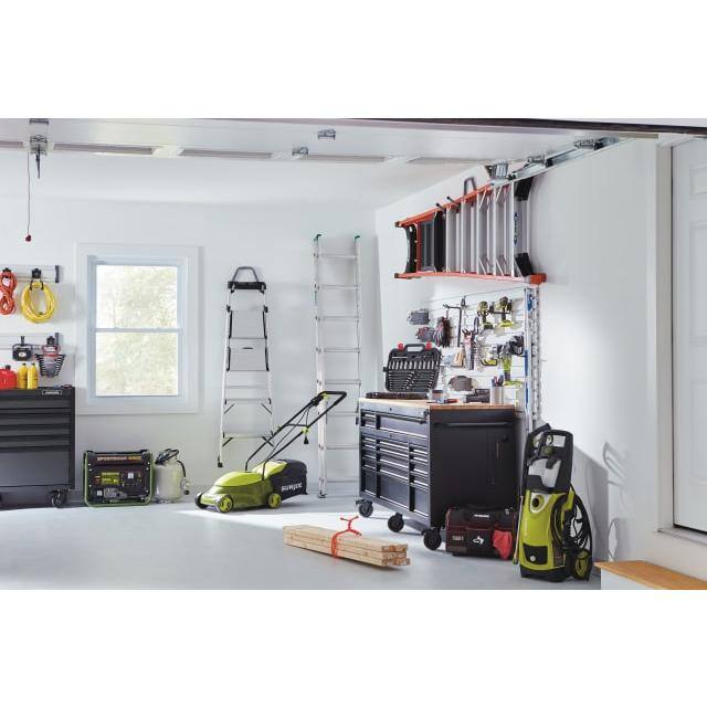 Banco de trabajo móvil con gavetas pesado de 72 pulgadas de ancho por 24 pulgadas de profundidad y parte superior de madera dura ajustable en altura en negro mate - HOLC7218BB1MYS