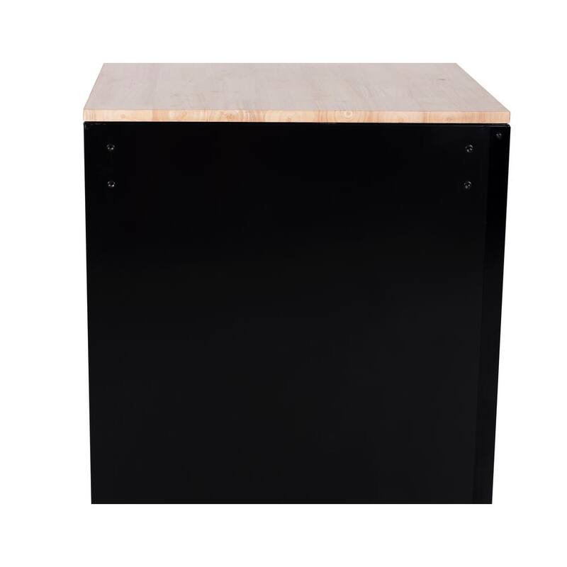 Banco de trabajo móvil con gabinete de herramientas estándar de 10 cajones Husky de 52 pulgadas de ancho x 24.5 pulgadas de profundidad con parte superior de madera sólida en color negro brillante - H52MWC10BLK.
