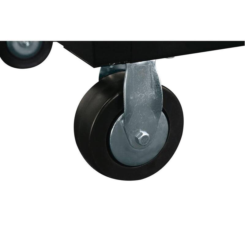 Banco de trabajo móvil con 9 cajones estándar de deber medio Husky de 52 pulgadas de ancho x 25 pulgadas de profundidad con parte superior de madera sólida en color negro brillante - HOTC5209B12M