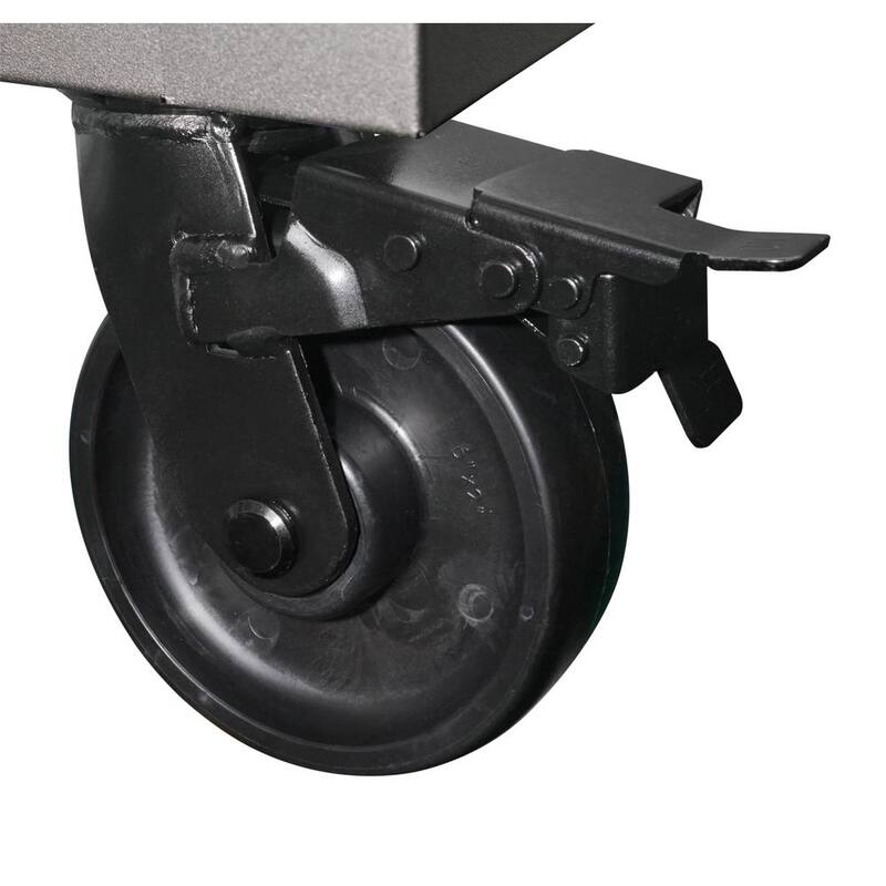 Banco de trabajo móvil de 9 cajones pesado Husky de 52 pulgadas de ancho x 25 pulgadas de profundidad con encimera de madera dura ajustable en altura en negro mate - HOLC5209BB1M