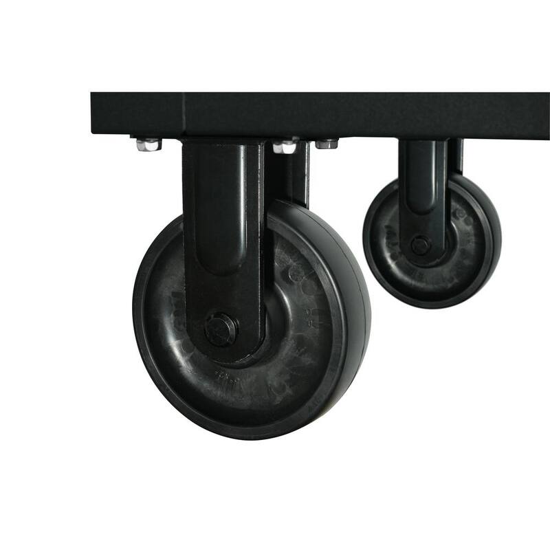 Banco de trabajo móvil de 9 cajones pesado Husky de 52 pulgadas de ancho x 25 pulgadas de profundidad con encimera de madera dura ajustable en altura en negro mate - HOLC5209BB1M